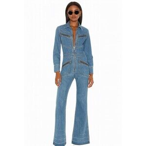 Citizens of Humanity Farrah 70s Blue Denim Jumpsuit XS 100% Cotton Flare Leg